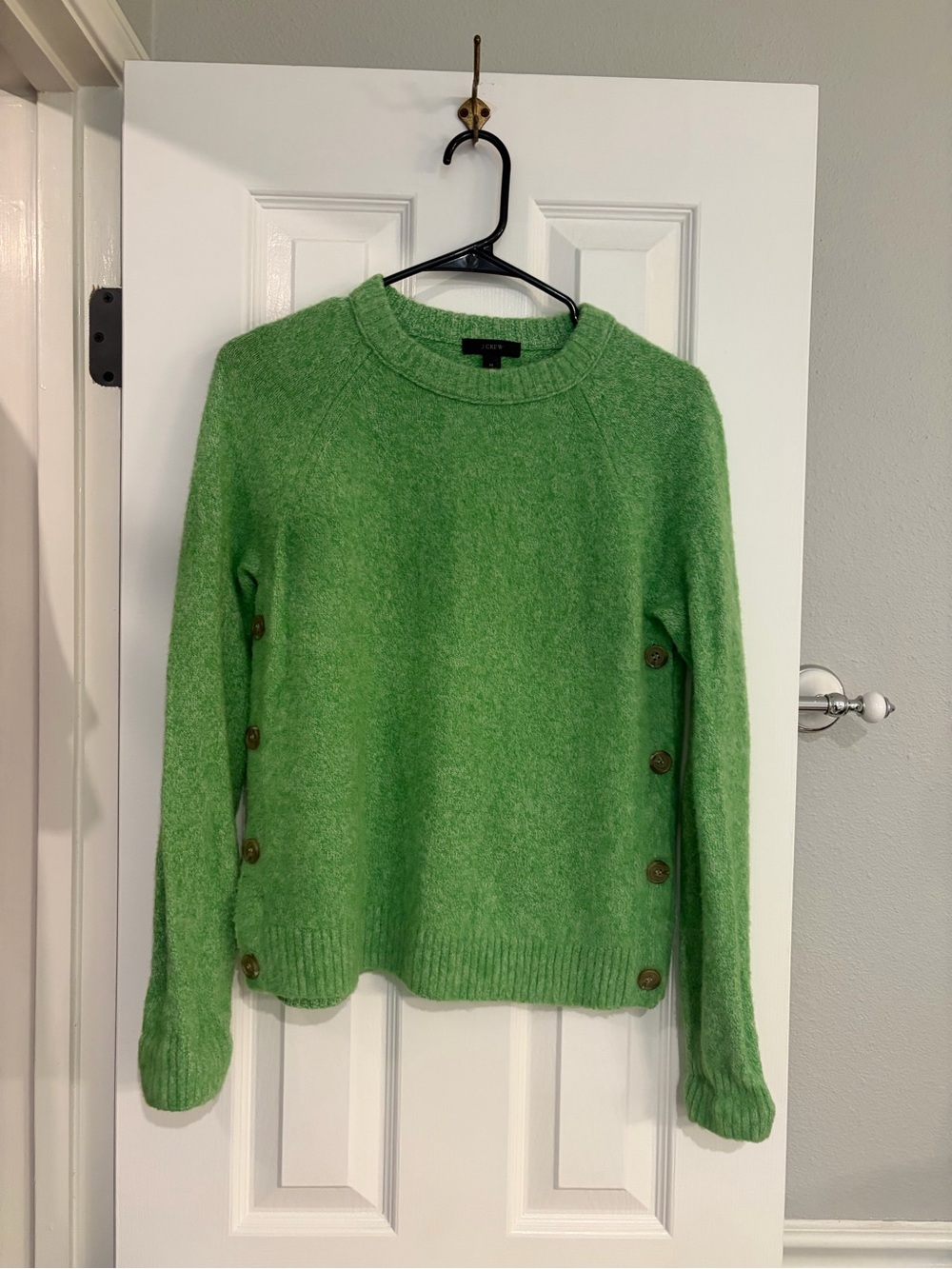 J.Crew Brushed Lambswool Sweater Marled Clover Green Medium